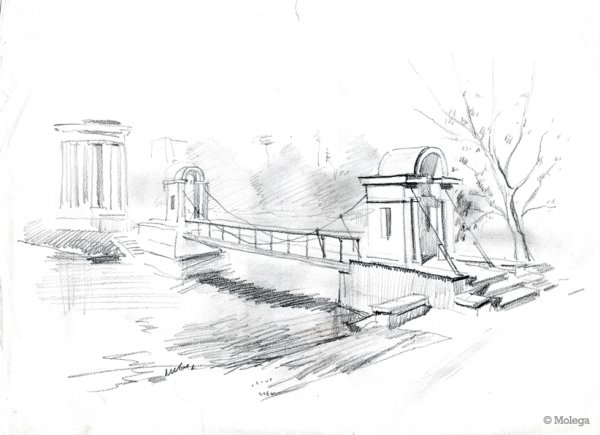 Парковый пейзаж карандашом