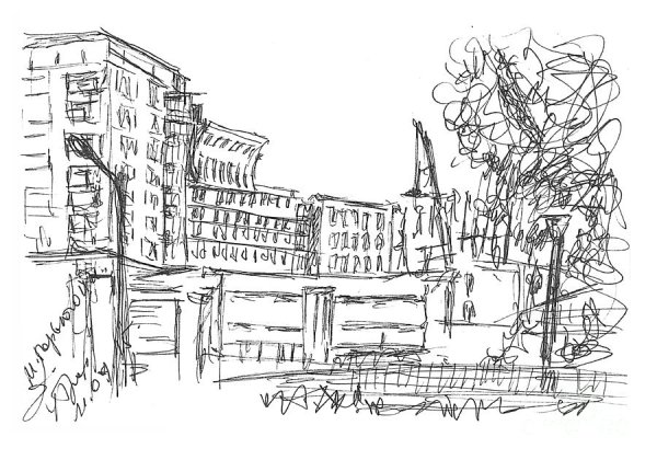 Пошаговое рисование городского пейзажа