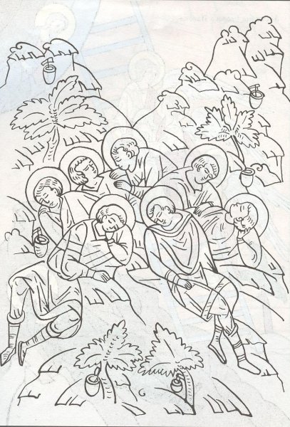 Прорись иконы Троица Рублева