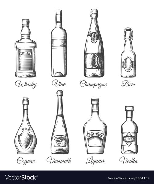 Бутылка алкоголя эскиз