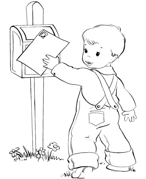 Рисунок почтальона черно-белый