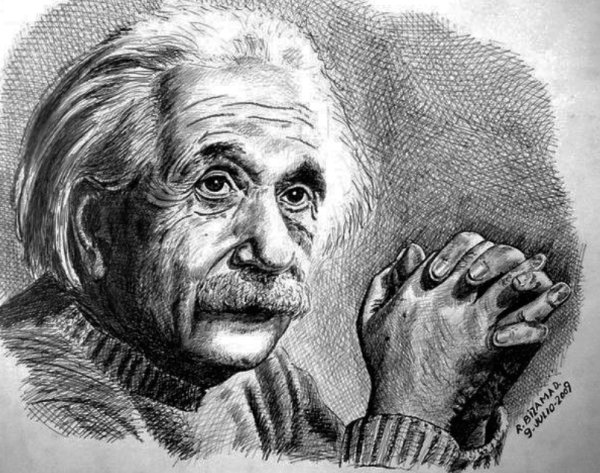 Альберт Эйнштейн портрет карандашом