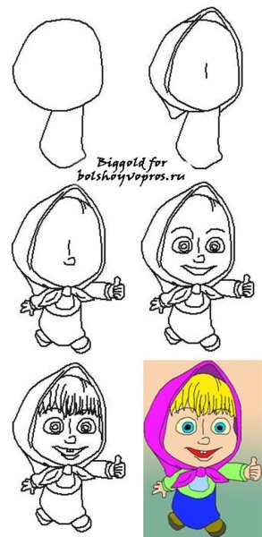 Маша и медведь рисунок карандашом