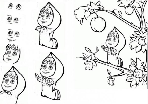 Маша и медведь рисунок карандашом