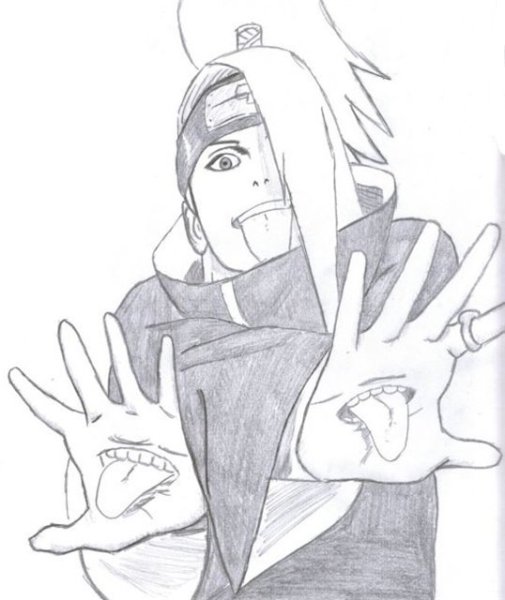 Аниме Наруто Дейдара черно белый