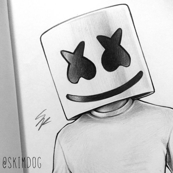 Маршмеллоу рисунок карандашом для срисовки