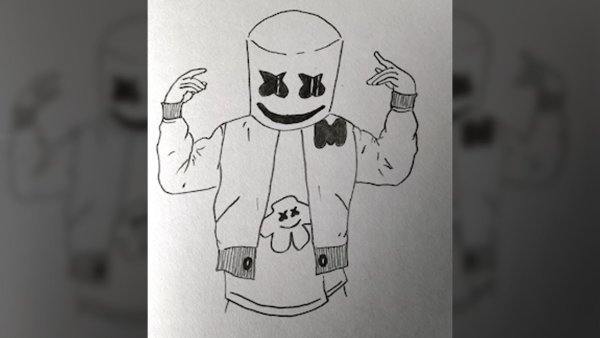 Маршмеллоу еда рисовка поэтапно