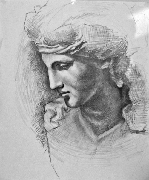 Бюст Давида Микеланджело рисунок