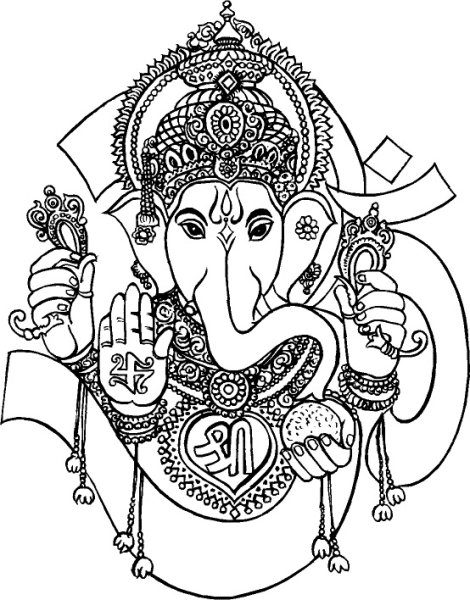 Индийский Бог слон Ганеша тату