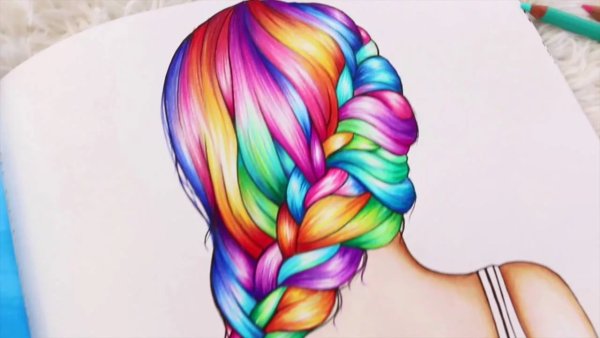 Единорог акварельными карандашами