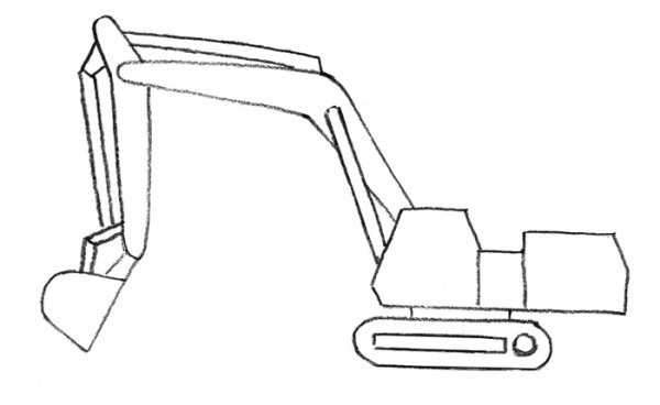 Поэтапное рисование экскаватора