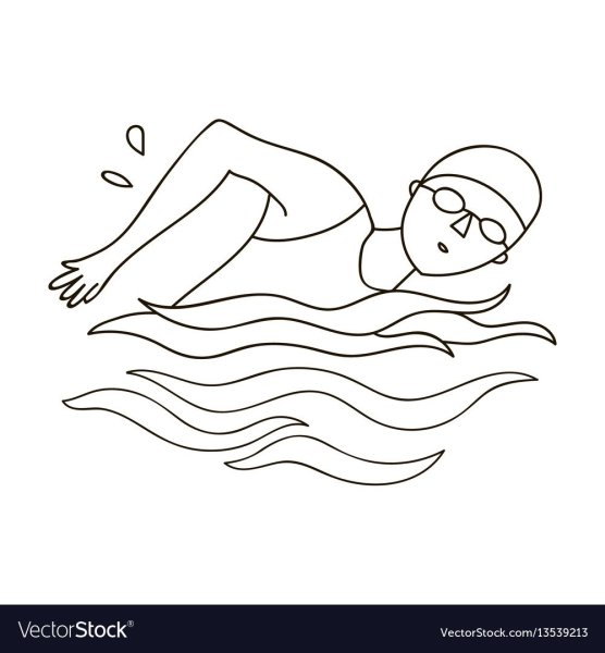 Эскиз бассейна карандашом