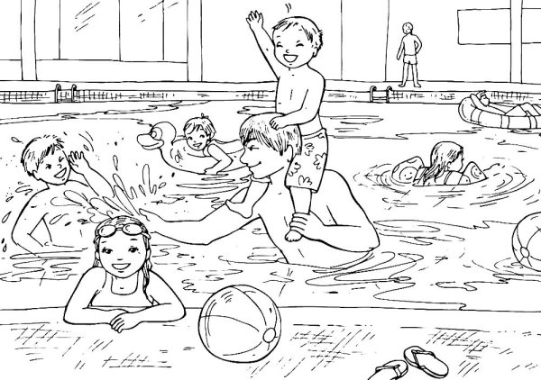 Раскраска бассейн для детей