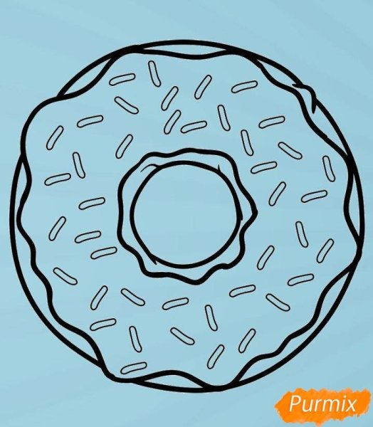 Рисунок пончика для срисовки карандашом