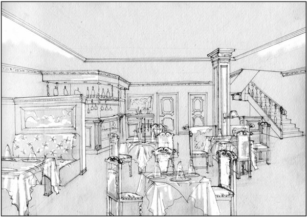 Нарисовать ресторан карандашом