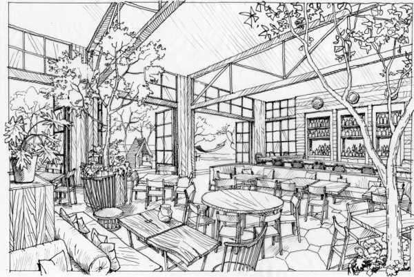 Эскиз уличное кафе