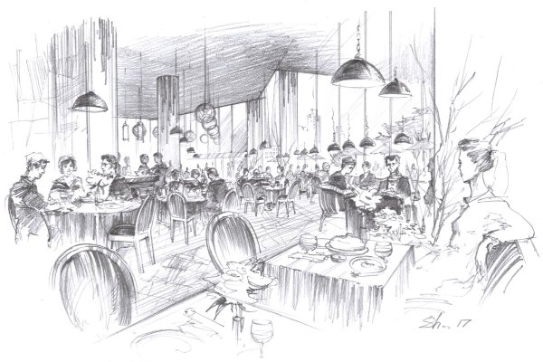 Рисунок кафе на улице
