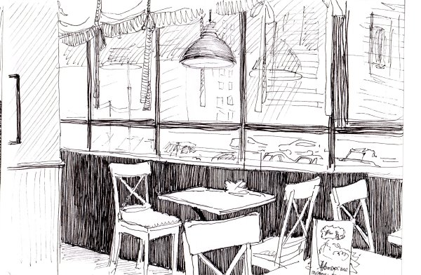 Эскиз уличное кафе