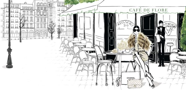 Скетч интерьера кафе