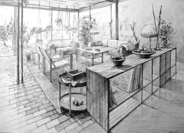 Эскиз интерьера кафе