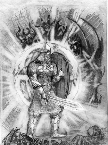 Славянский воин карандашом