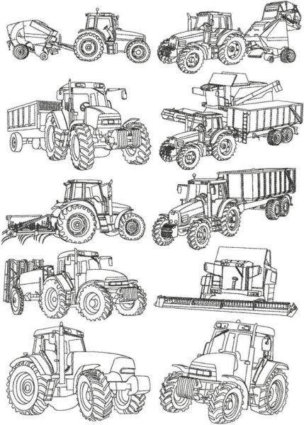 Раскраска сельскохозяйственная техника
