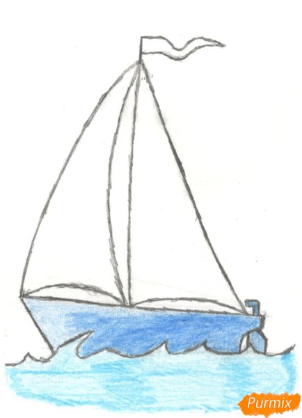 Раскраска корабль в море для детей