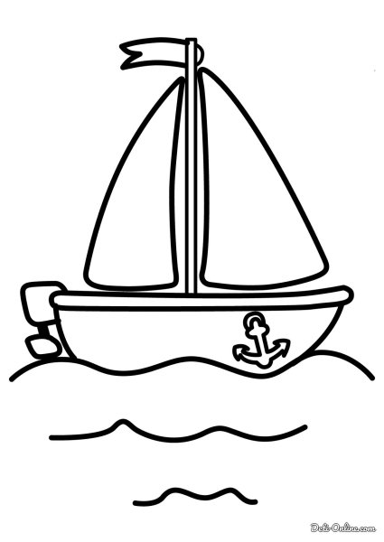 Кораблик раскраска для малышей