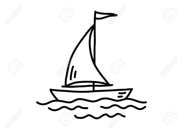 Лодка контурный рисунок
