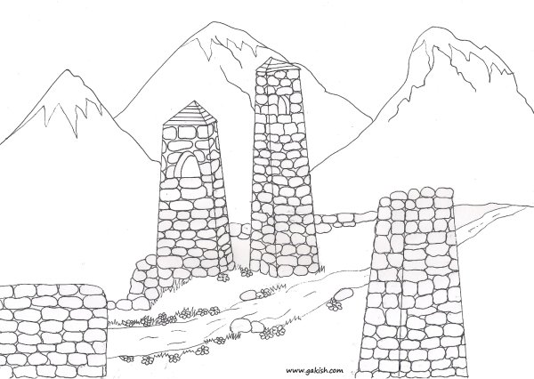 Ингушские башни раскраска