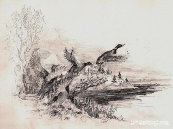 Охотничьи пейзажи карандаш