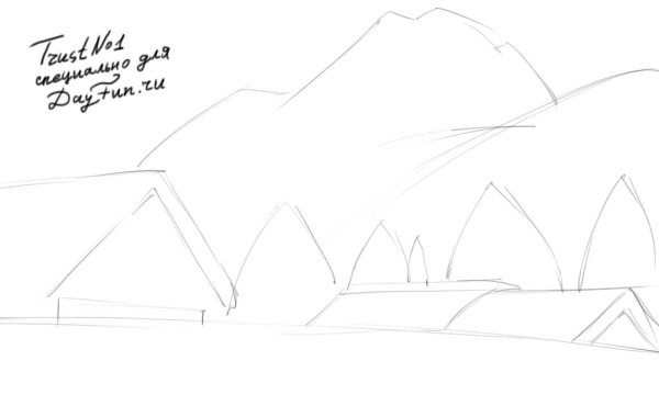 Нарисовать сугробы карандашом