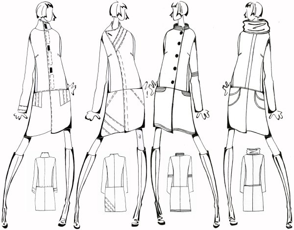 Пальто карандашом