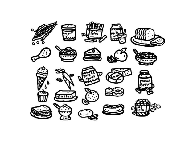 Раскраска еда небольшая бесплатно