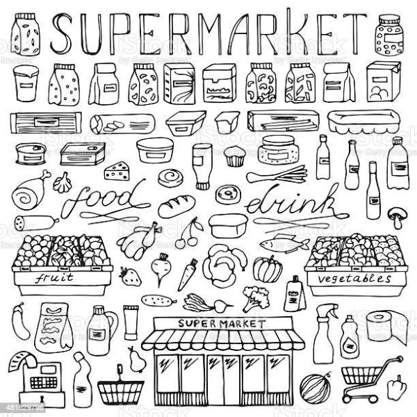 Раскраска продовольственный магазин