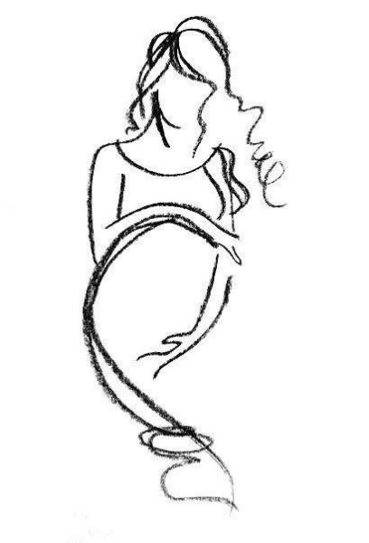 Силуэт беременной карандашом