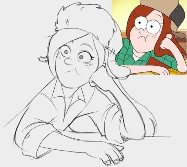 Венди и Диппер для срисовки