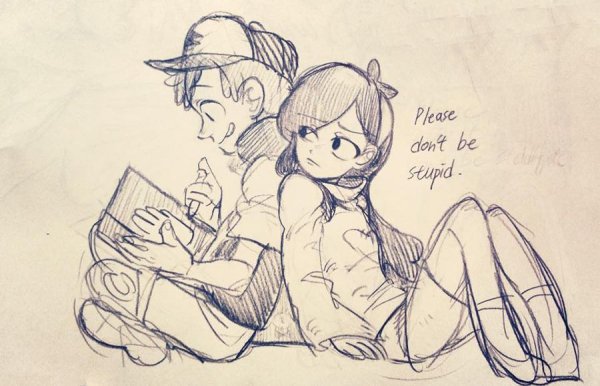 Нарисовать Гравити Фолз аниме