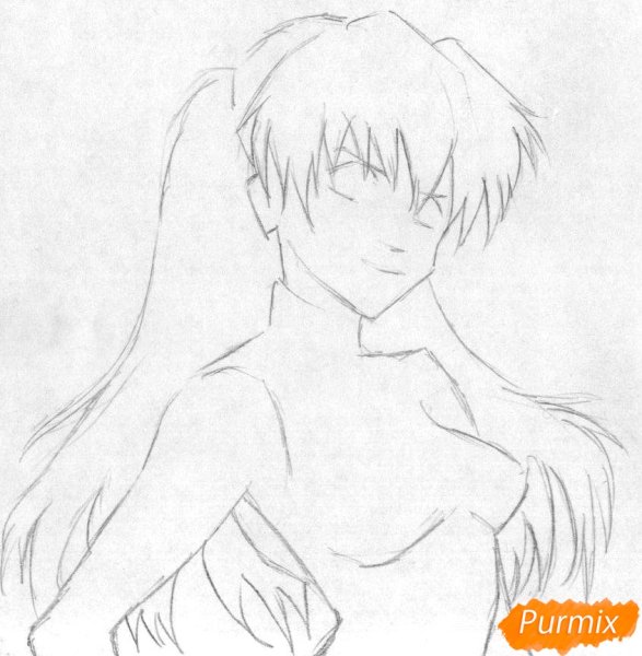 Аска Евангелион карандашом