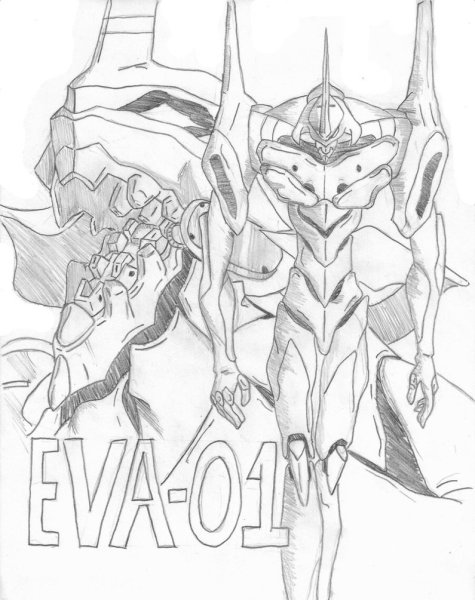 Евангелион ева 01 карандашом