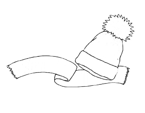 Раскраска шапка и шарф