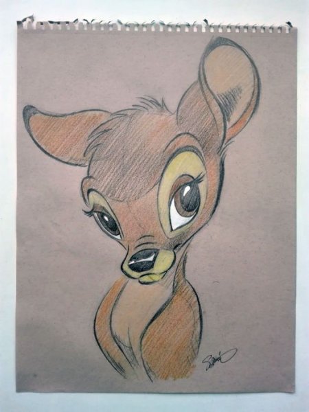 Бемби зарисовки карандашом