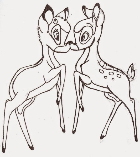 Раскраска олень Бэмби