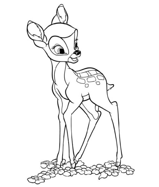 Олененок Бэмби раскраска для детей