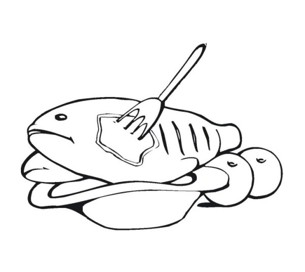 Рыба блюдо раскраска для детей