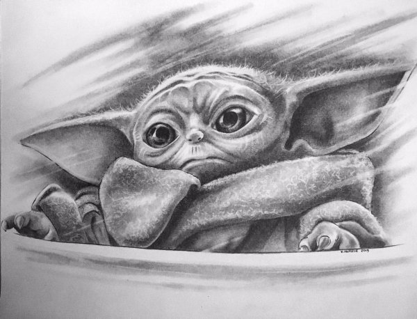 Грогу карандашом