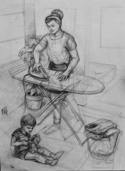 Сюжетная композиция карандашом