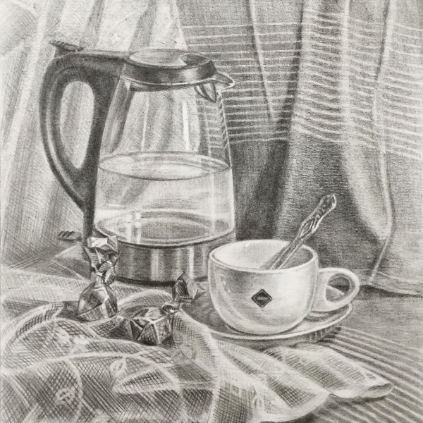 Бытовой натюрморт карандашом
