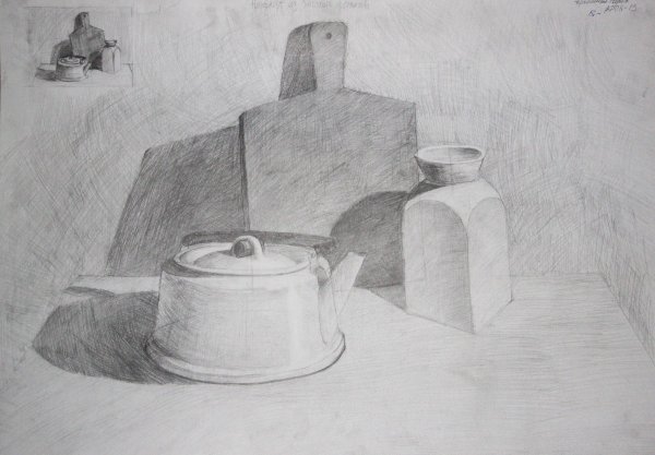 Утварь для кухни в карандаше