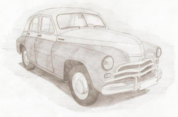 ГАЗ м20 победа карандашом